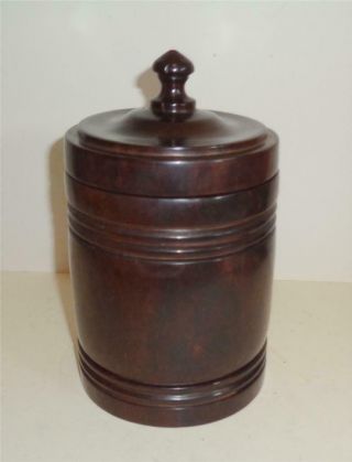 Antique Lignum Vitae Turned Wood Jar Tobacco Jar 7.  25 "