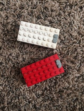 2 Vintage Lego White And Red Electric 9v Battery Box.