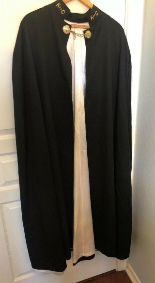 Knights Of Columbus Black Cape White Lining 4th Degree Emblem Measures 48” Long