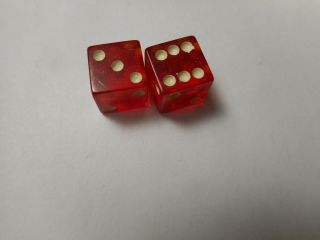Matching Pair Red Bakelite Dice Antique Or Vintage Buttons 7/16 " Rs