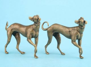 2 China Bronze Hand - Cast Greyhound Figurines Statue Auspicious Decora