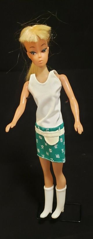 Japanese Exclusive Vhtf Vintage Barbie Rare Sheath Dress White Green Fabric Mod