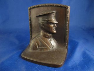 Antique General Pershing Bronze Bookend Signed By Gregory S Allen