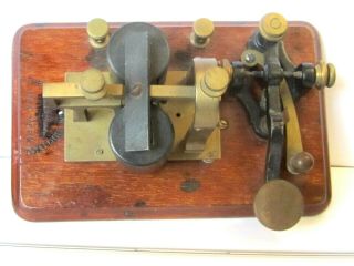 Antique Elec Spy (supply) Co Ny Telegraph W Both Sounder & Key On Wood Display