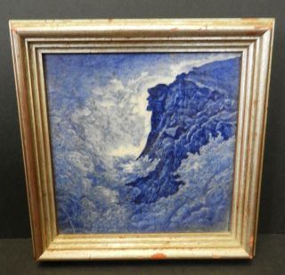 Antique Framed Old Man In The Mountain Wedgwood Tile