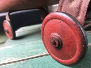 Antique Or Vintage Small Red Painted Metal Wagon Childs? Toy? AAFA 7