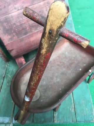 Antique Or Vintage Small Red Painted Metal Wagon Childs? Toy? AAFA 8