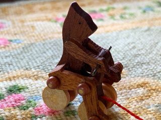 Artisan Miniature Dollhouse Vintage Wood Bear Pull Toy Legs Move Wheels FRANCE 4