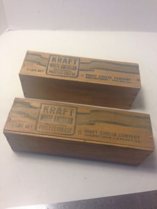 Antique Kraft Wooden 2 Lb.  Cheese Box Both Sides Read: Kraft Cheese Co.