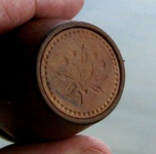 Antique Wood Miniature Butter Mold Press Stamp Folk Art Primitive Clover? Flower