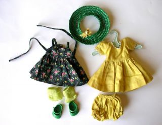 Vintage 50s Vogue Ginny Doll Outfit Only Dress Pinafore Shoes Socks Hat Undies