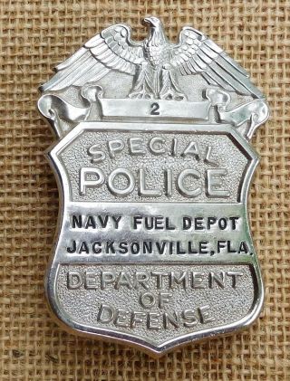 Antique Hat Plate Special Police N.  A.  S.  Naval Fuel Depot Jacksonville,  Fla.