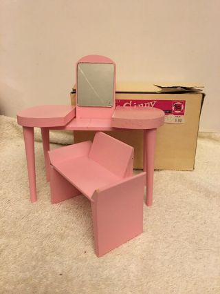 Vintage Vogue Ginny Pink Wood Vanity And Seat