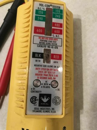Ideal Industries 61 - 076 Vol - Con Voltage Continuity Tester Electrician 2