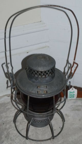 Vintage Antique ADLAKE KERO PENN CENTRAL Railroad Lantern RED Globe 3