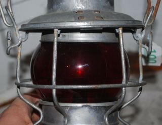 Vintage Antique ADLAKE KERO PENN CENTRAL Railroad Lantern RED Globe 7