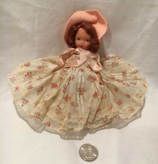 Vintage Bisque 5 1/2 " Nancy Ann Storybook Doll Mistress Mary W/tag