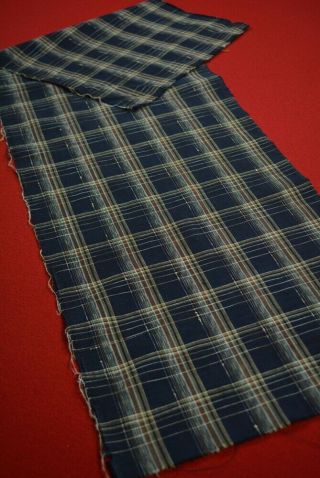 Ah12/85 Vintage Japanese Fabric Cotton Antique Boro Patch Indigo Blue Shima 44 "