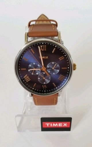 Mens Timex Southview Multi Function Watch Tw2r29100 Brown Leather