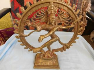 Bronze,  Shiva An Indian Goddess Dancing In A Ring Of Fire 12 " X 10 "
