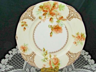 Hermann Ohme Silesia Pink Tinted Roses Flat Cream Decorative Plate