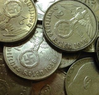 Adolf Hitler Silver Europe Coin Germany Axis Old Antique Money Eagle Art Piece