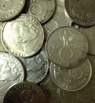 Adolf Hitler SILVER Europe Coin Germany Axis Old Antique Money Eagle Art Piece 3