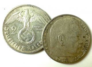 Adolf Hitler SILVER Europe Coin Germany Axis Old Antique Money Eagle Art Piece 4