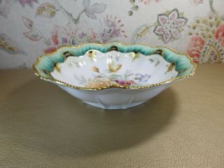 ANTIQUE PORCELAIN FLORAL BOWL c1900 WITH FAKE MARK ' ROYAL VIENNA GERMANY ' 2