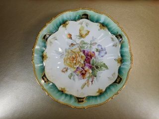 ANTIQUE PORCELAIN FLORAL BOWL c1900 WITH FAKE MARK ' ROYAL VIENNA GERMANY ' 3