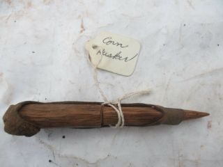 Antique / Vintage Hand Made,  Hand - Held Corn Husker,  Leather & Wood