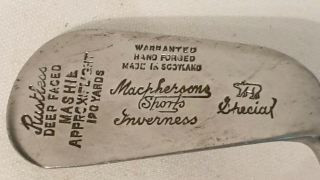 Antique Rustless Deep Faced Mashie Hickory Golf Club Macpherson 