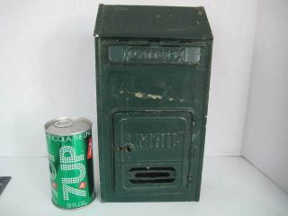 Antique Vintage Wall Mount Metal Mail Box P.  N.  Co.  Fulton Ill Usa Green Paint
