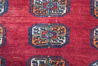 Vintage Oriental Accent Rug 2 ' X5 ' BUKHARA Rug Hand Knotted 100 Wool Pile Carpet 7