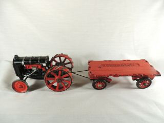 Antique Whitehead & Kales Cast Iron Farm Tractor & Trailer By Arcade