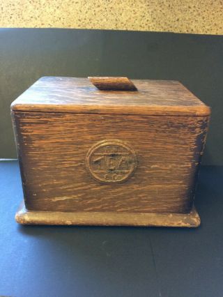 Vintage Edwin Jones & Co Tea Caddy Wooden Box,  Well Cond.  7.  5 " X 5 " X 5.  5 "