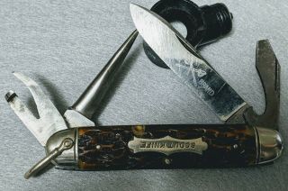 1928 Pocket Knife - Camillus Cutlery Co - Sword Brand - 4 Blade " Scout Knife "