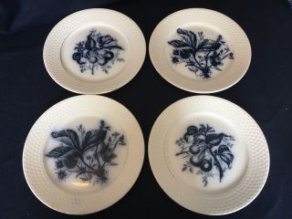 4 P.  Regout & Co.  Maastricht Fruit Plates De Sphinx Pottery Late 1800s Blue