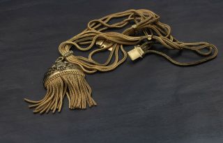 Antique Vintage Art Deco Style Gold Fringe Flapper Choker Necklace D39