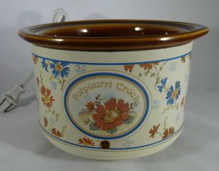 Vintage Large Potpourri Crock By Rival Electric Simmering Cooker Tan Floral