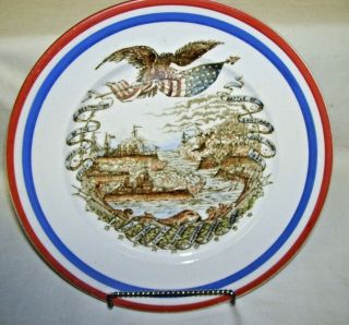 Antique Red White And Blue Plate Battle Of The Santiago July 3 1898