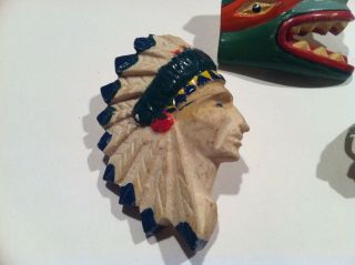 Boy Scout 3 Vintage Native American Neckerchief Slides Chief Totem 3