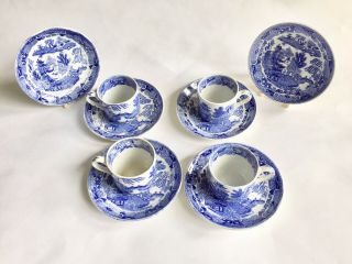 W.  Ridgway Blue Willow Demitasse Cup And Saucers Espresso Antique England