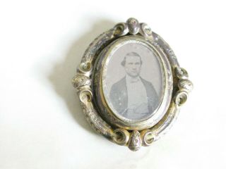 Antique Victorian Pinchbeck Spinner Photo Mourning Pin Brooch/pendant Repair