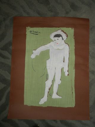 Vintage Pablo Picasso " White Clown " Litho - 25 3/4 " X 20 "