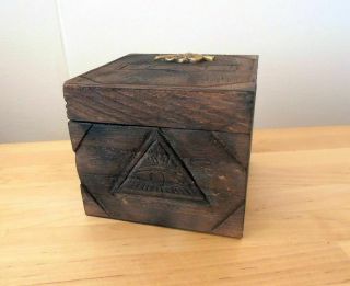 Masonic Wax Seal In Carved Wooden Masonic Box.