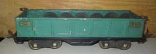 Antique Lionel 512 Standard Gauge Green Gondola Car With 6 Barrels