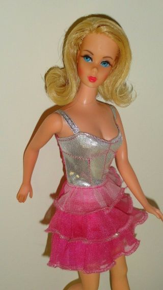 Vintage Barbie Blonde Tnt Marlo Flip Twist N Turn With Party Dress Pink Heels