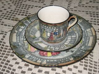 Antique 12 Pc Royal Doulton Queen Elizabeth Old Moreton Cup Saucer Plate Set
