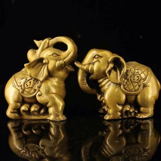 Chinese Old Copper Handmade Wealth Elephant Home Decoration